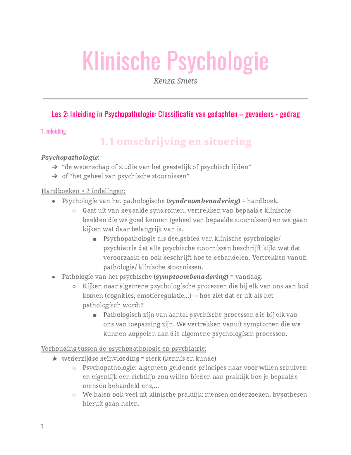 Klinische Psychologie: Les 2 Inleiding Psychopathologie - Klinische ...