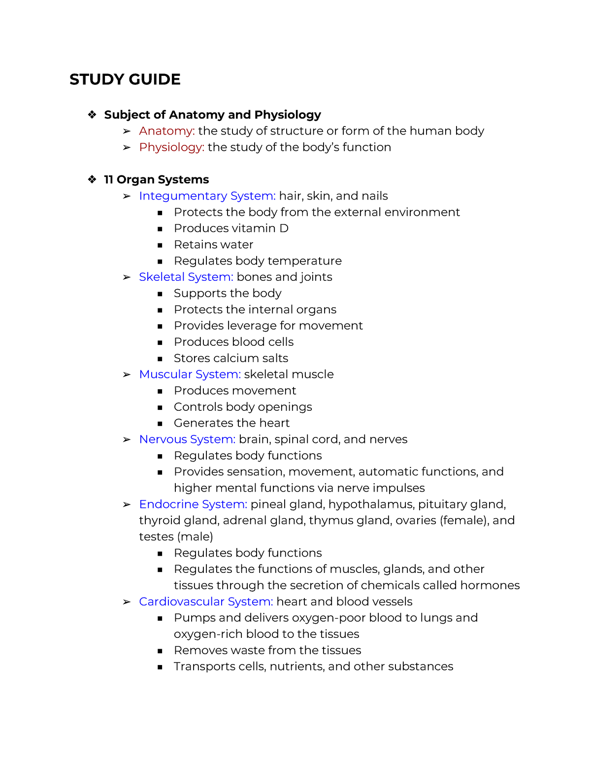 Anatomy and Physiology - Studocu