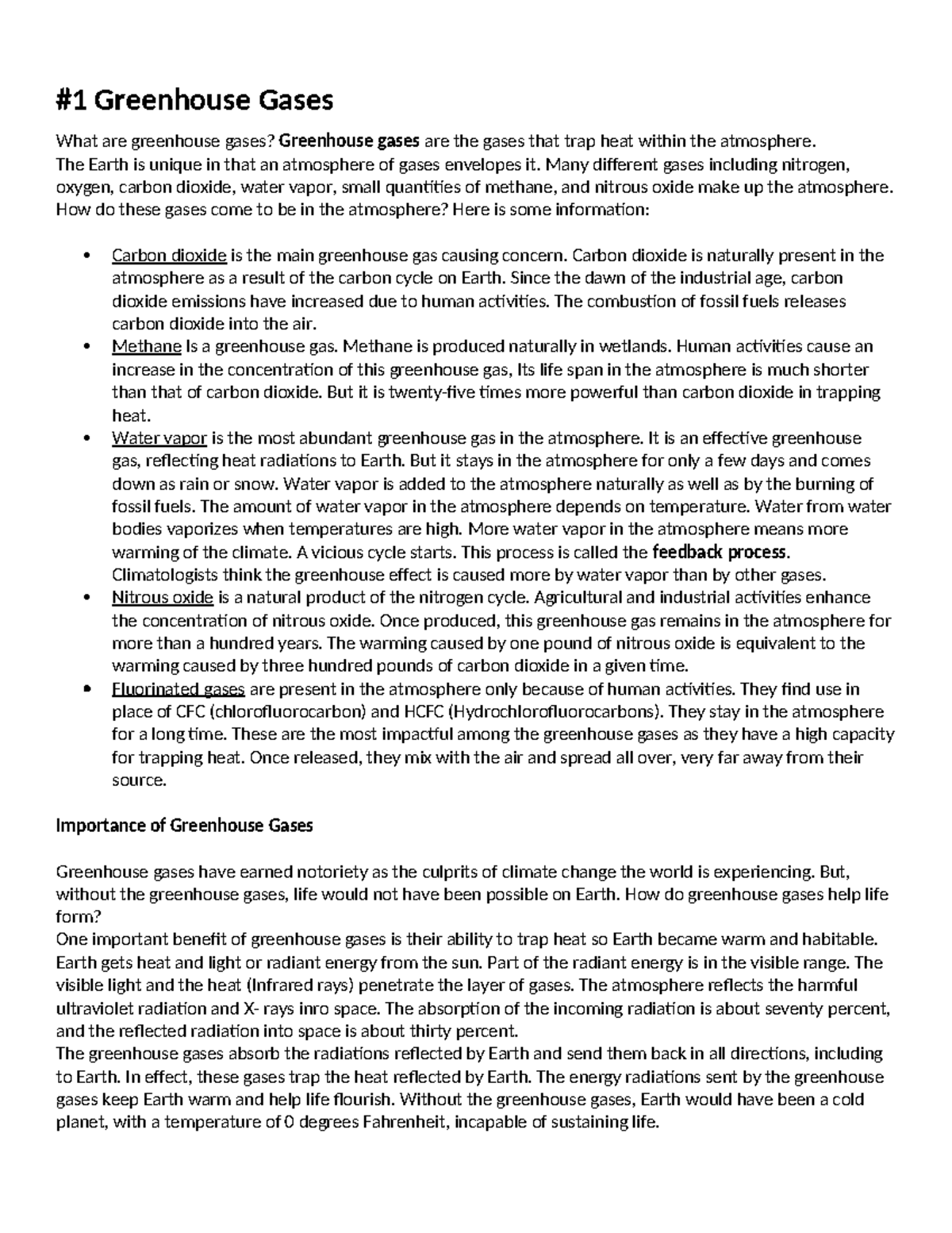 Greenhouse gasses with quiz 2324 1 Greenhouse Gases What are