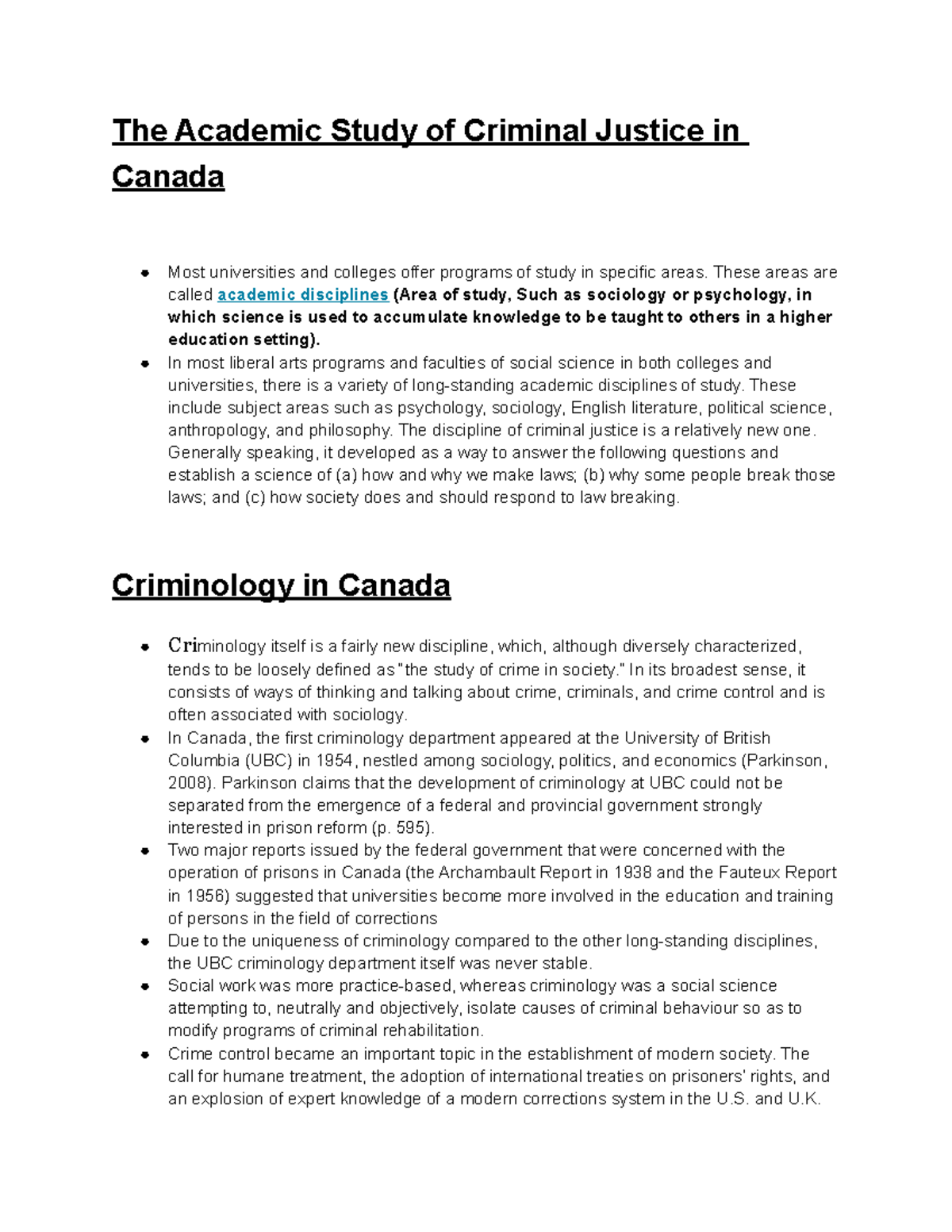 1.4 The Academic Study of Criminal Justice in Canada - The Academic ...