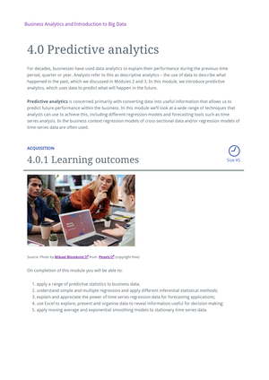 Module summary 3 - Notes - In this module we introduced the concept of ...