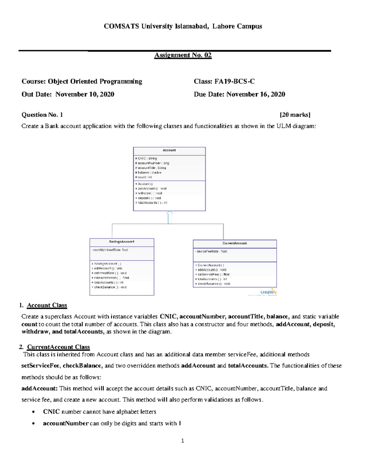 Assignment 02 - 1 COMSATS University Islamabad, Lahore Campus ...