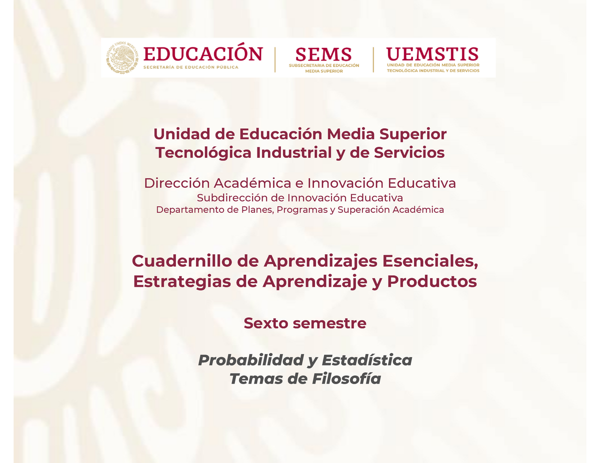 Sexte Semestre Cuadernillo Aprendizajes Esenciales Pdf Unidad De My