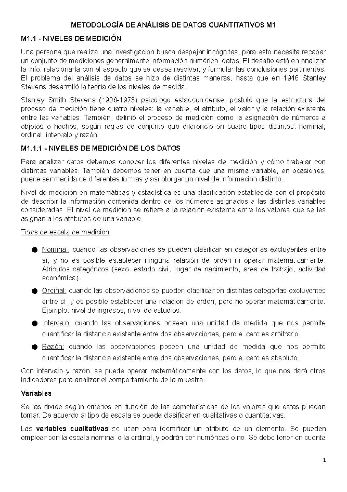 Metodología De Análisis De Datos Cuantitativos M1 MetodologÍa De