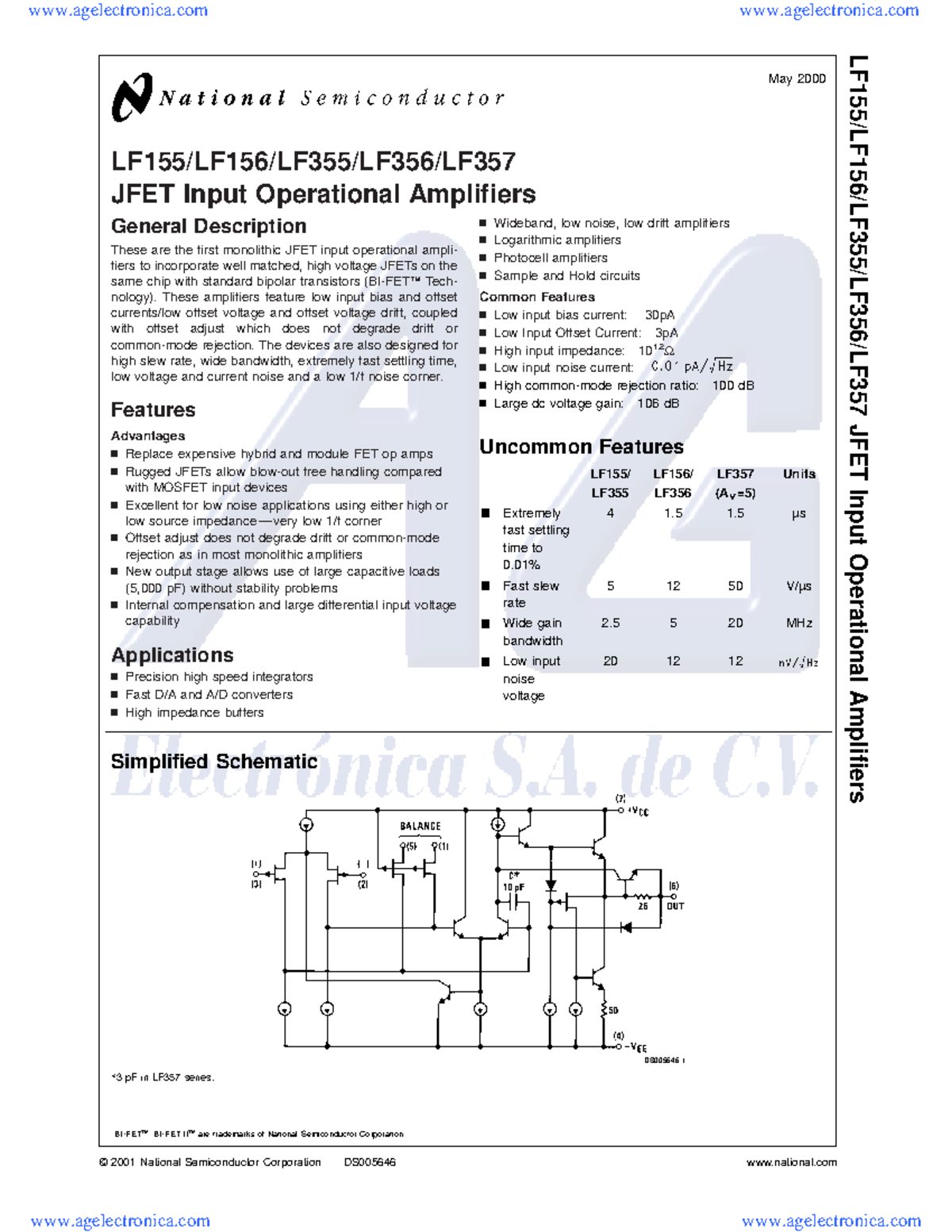 LF356N ) LF155/LF156/LF355/LF356/LF JFET Input Operational
