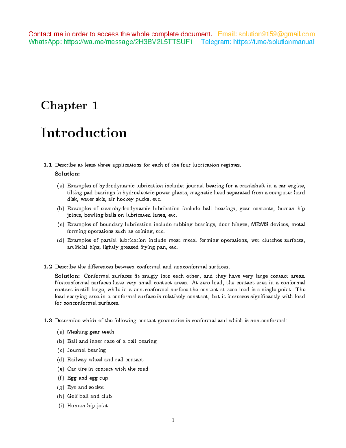 Solution Manual Fundamentals of Fluid Film Lubrication 2nd edition by
