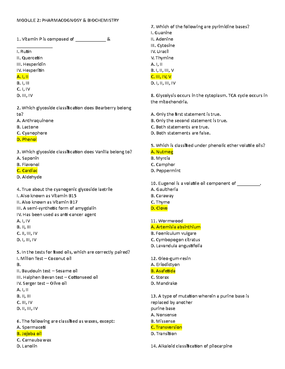 Module 2 MODULE 2 PHARMACOGNOSY & BIOCHEMISTRY Vitamin P is composed