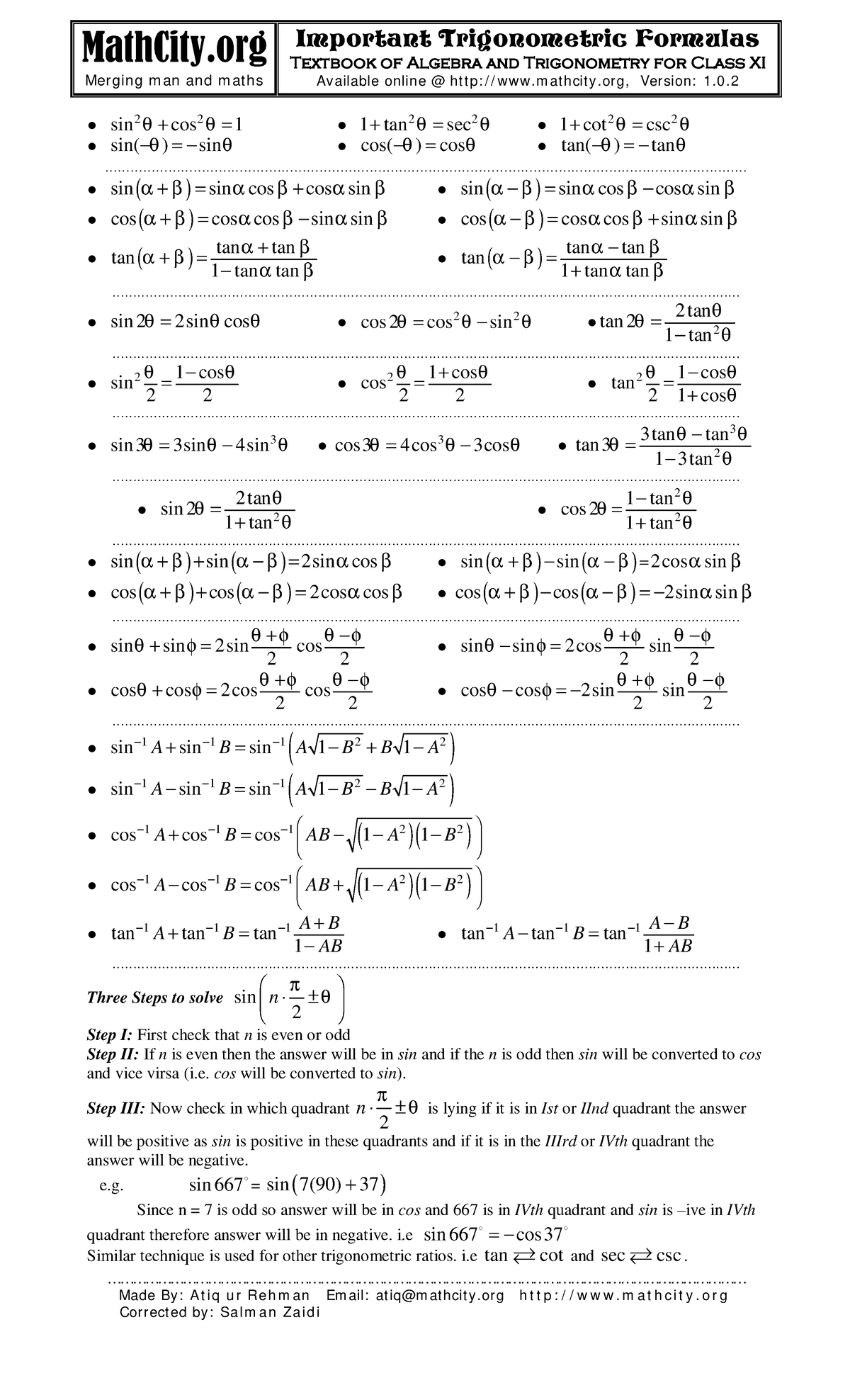 Fsc-trigonometric-formulas - MathCity Merging m an and m at hs ...