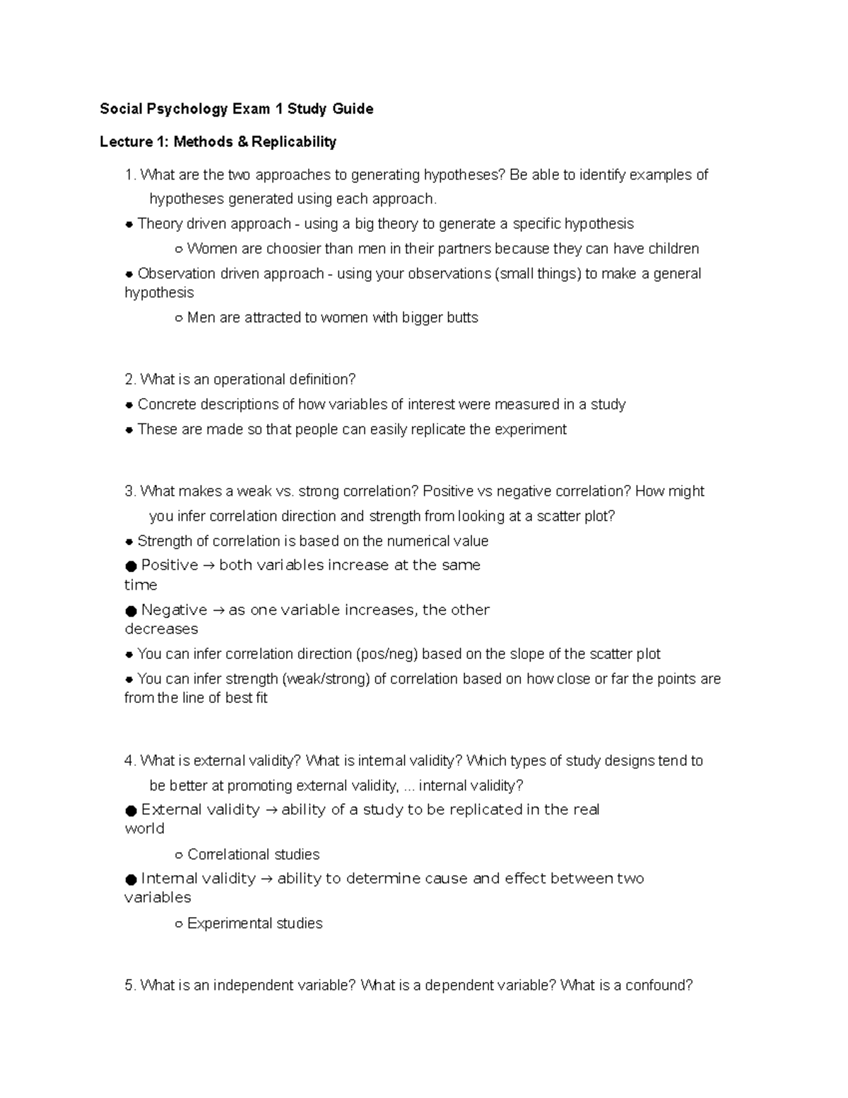 PSYC 3430 Exam 1 Study Guide Social Psychology Exam 1 Study Guide