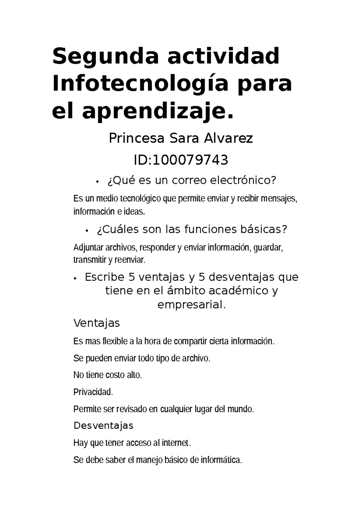 Segunda Actividad Infotecnología Para El Aprendizaje. Sara - Princesa ...