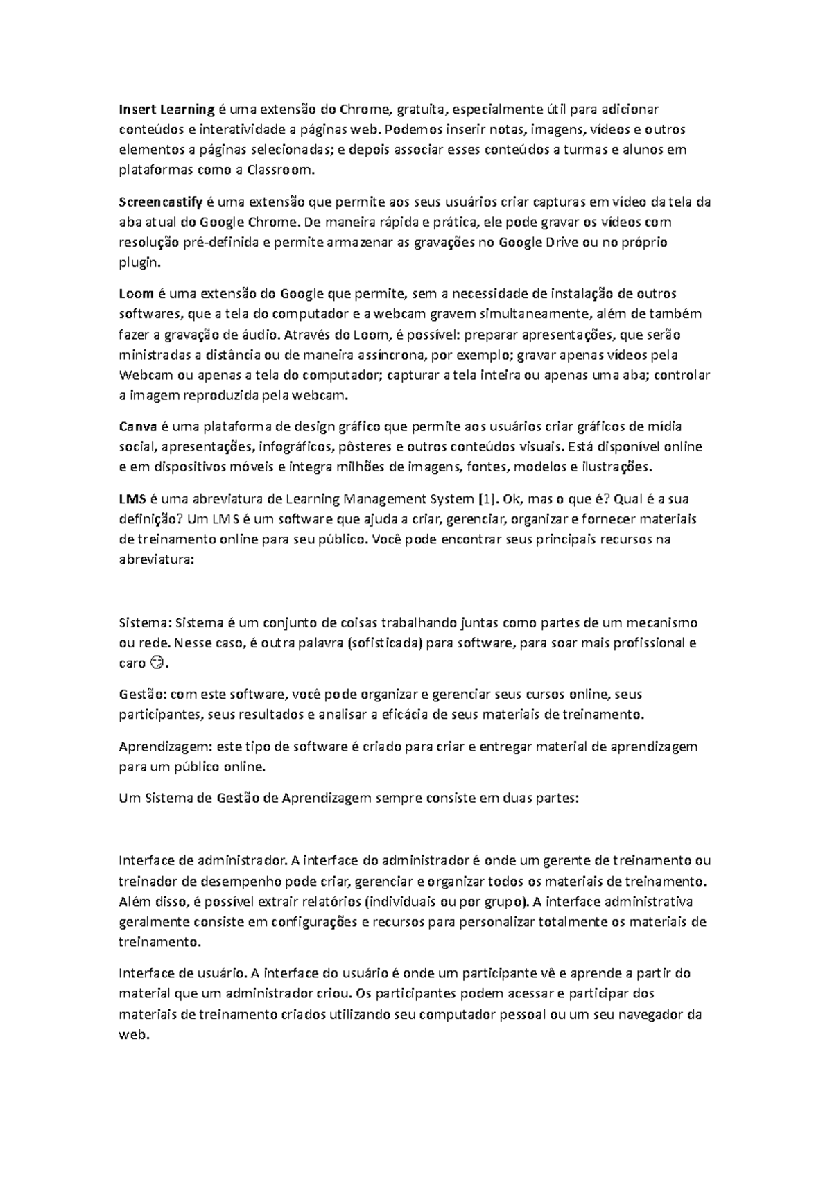 Insert Learning é uma extensão do Chrome - Podemos inserir notas ...