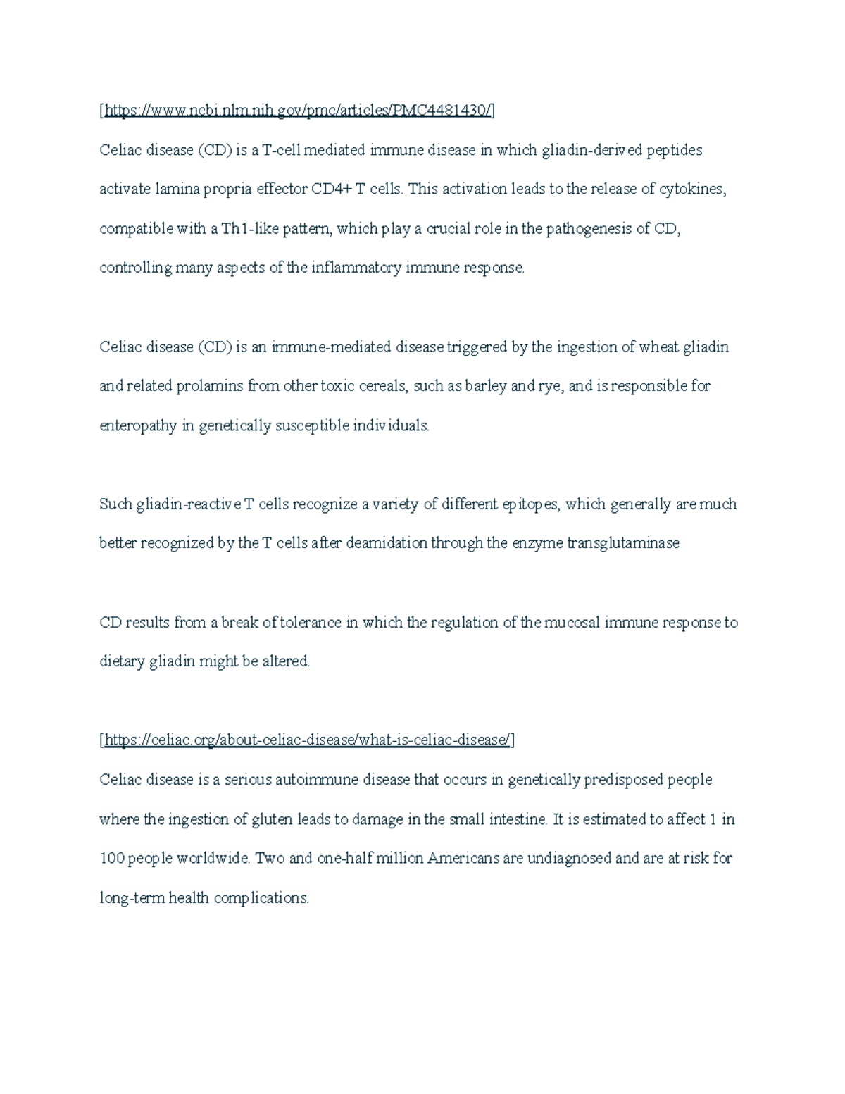 Celiac Disease Informational Research paper - [ncbi.nlm.nih/pmc ...