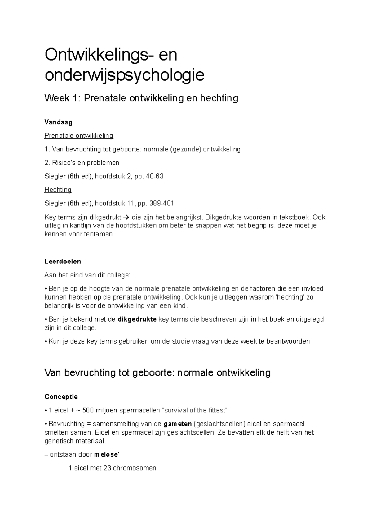 Hoorcollege Week 1 - Ontwikkelings- En Onderwijspsychologie Week 1 ...