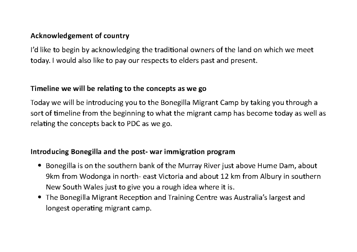 Presentation 2 - assignments - Acknowledgement of country I’d like to ...