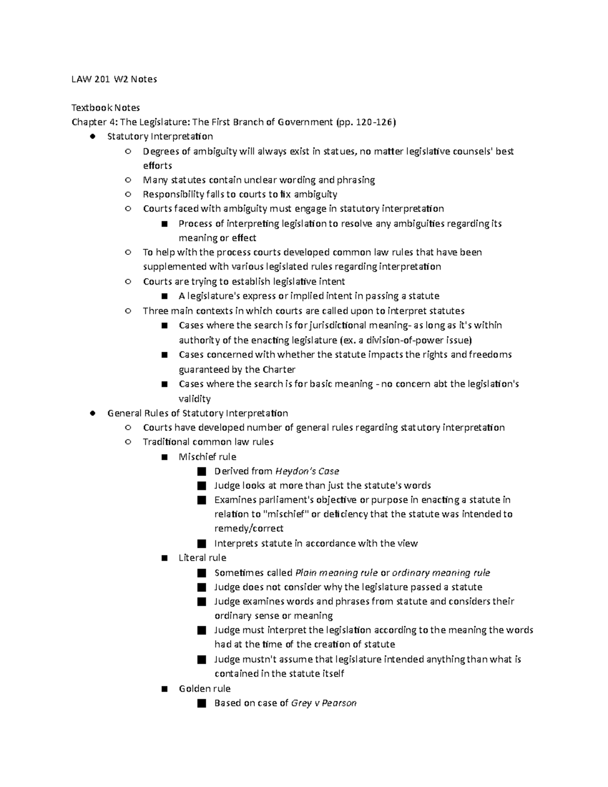 LAW 201 W2 Notes - Online course - LAW 201 W2 Notes Textbook Notes ...