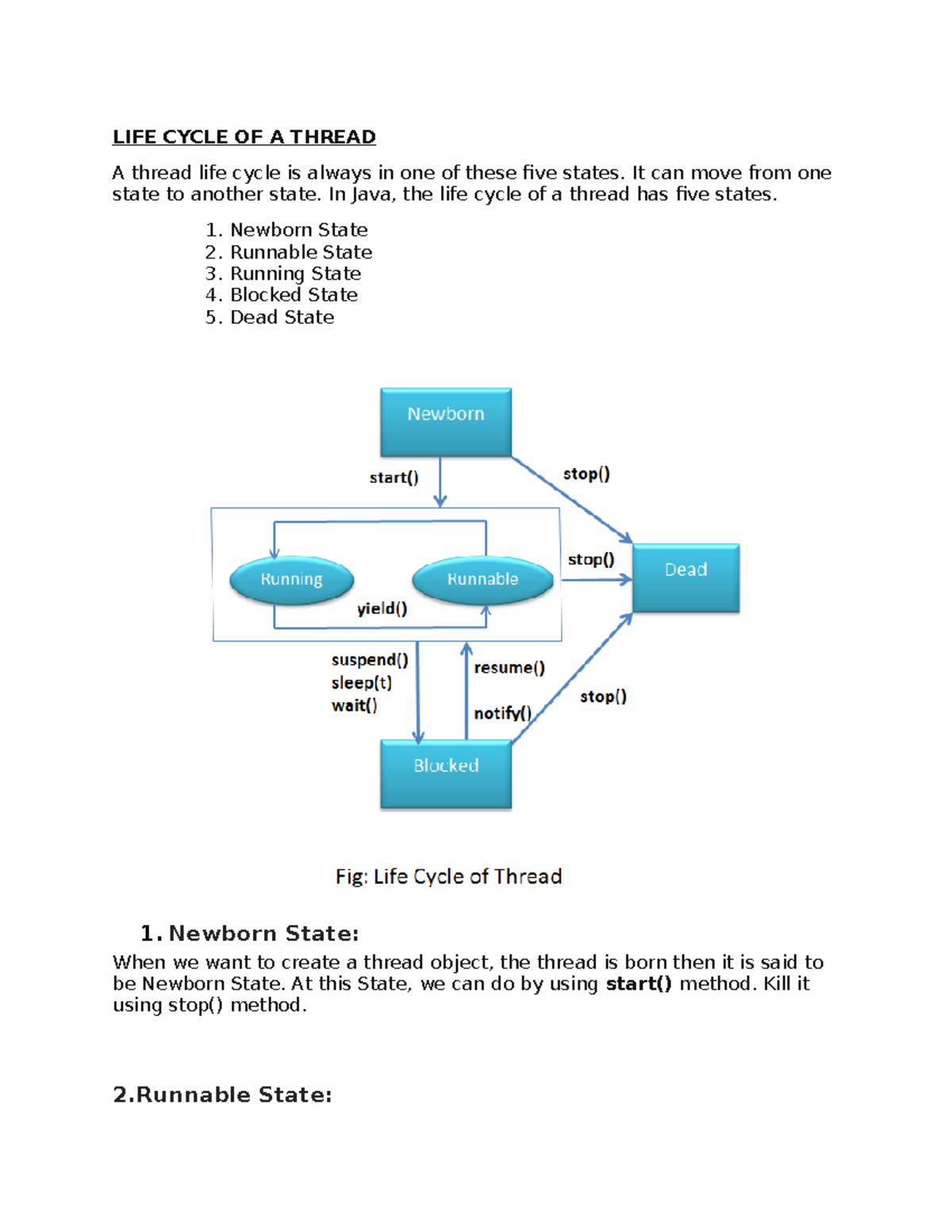 Javathread - MOHITHA - LIFE CYCLE OF A THREAD A thread life cycle is ...