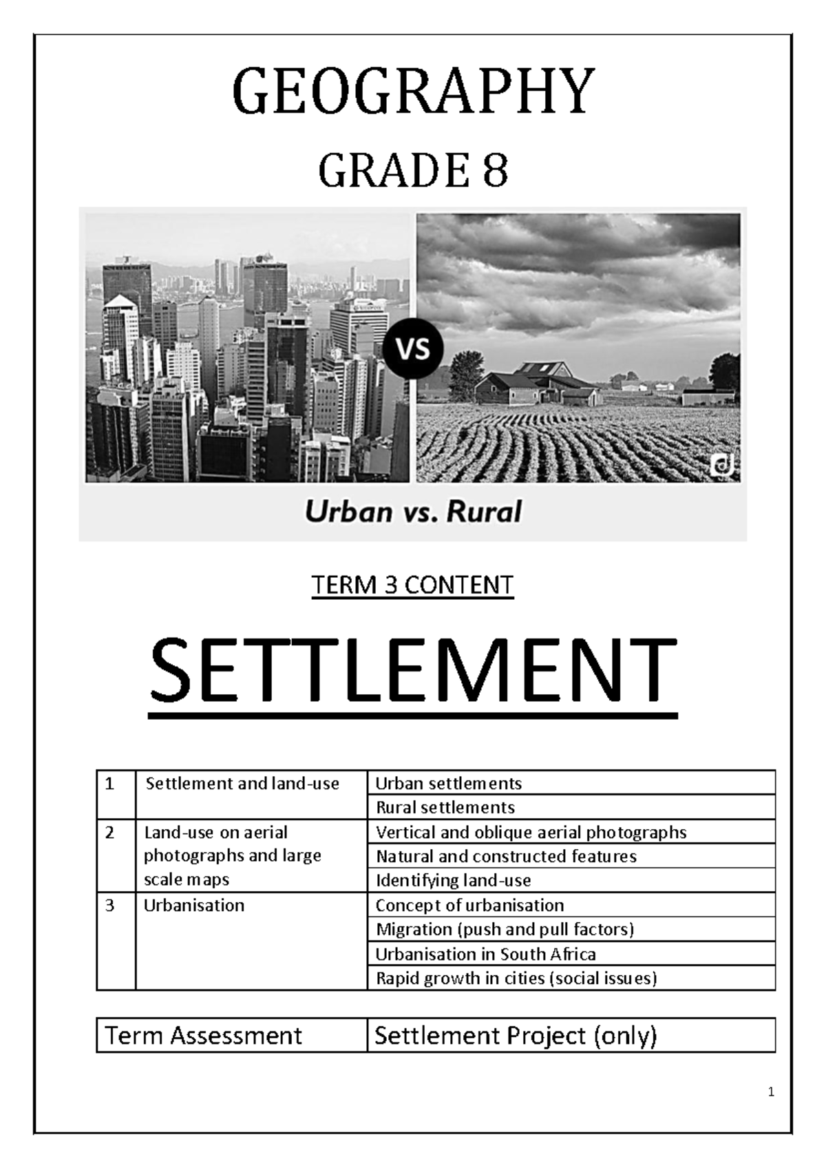 GR8 GEOG TERM3 Notes Practice Material GEOGRAPHY GRADE 8 TERM 3 