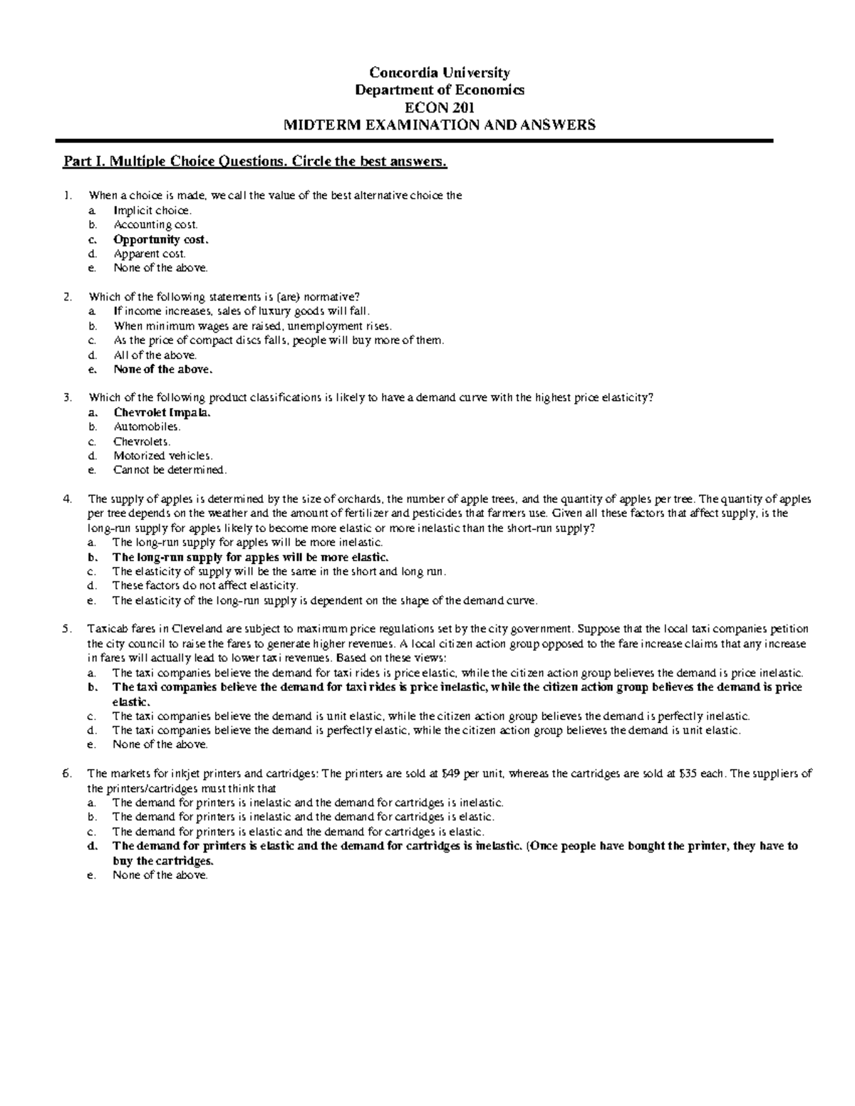 201-sample-midterm 1 - Concordia University Department Of Economics ...