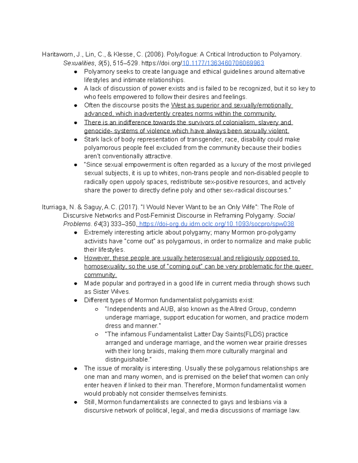 Gender Sex Annotated Bibliography Haritaworn J Lin C And Klesse C 2006 Poly Logue A