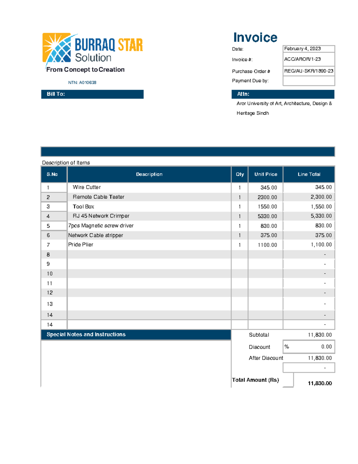 Aror Accessoriess 1 - This is quotation for accessories - Invoice Date ...
