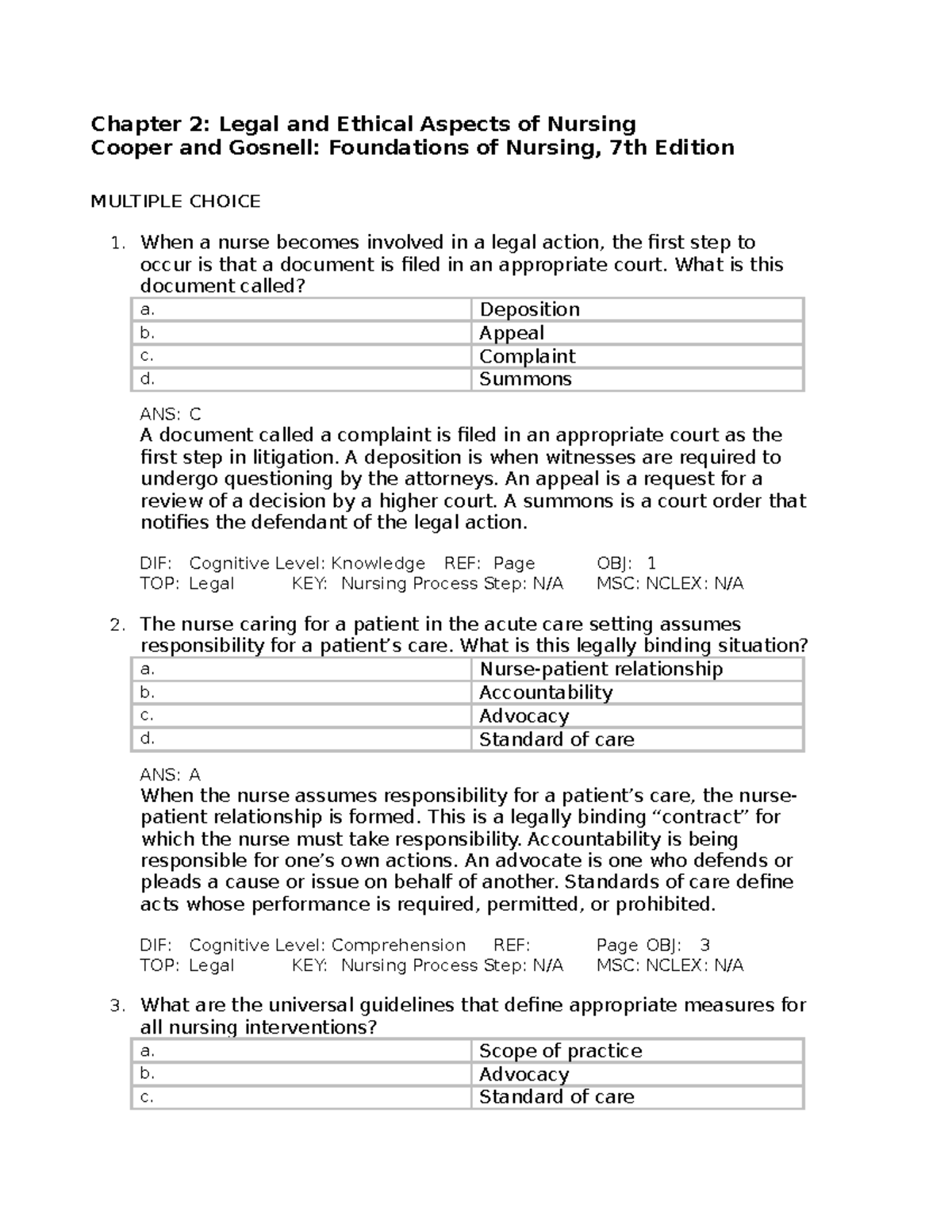 Ch 2 Legal And Ethical - Test Bank - Chapter 2: Legal And Ethical ...