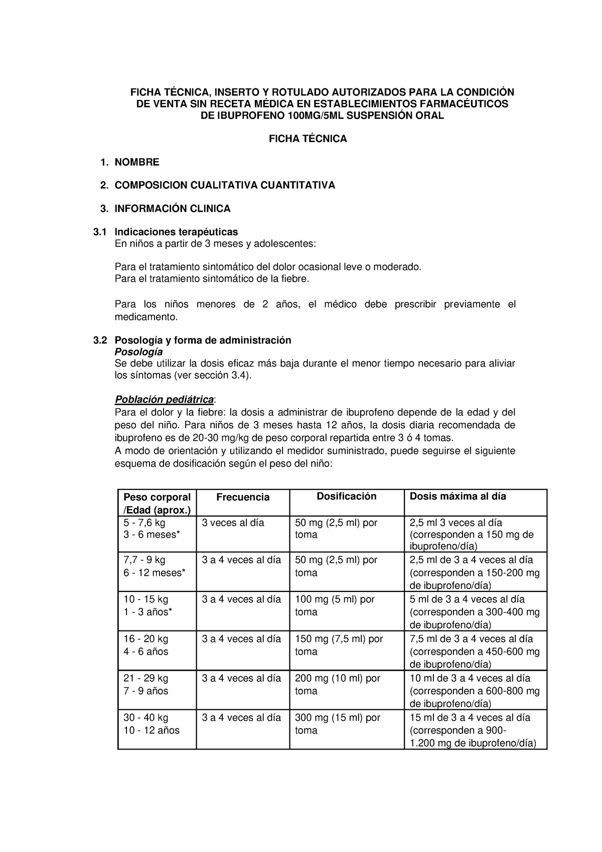 Ibuprofeno Susp Oral - FICHA TÉCNICA, INSERTO Y ROTULADO AUTORIZADOS ...