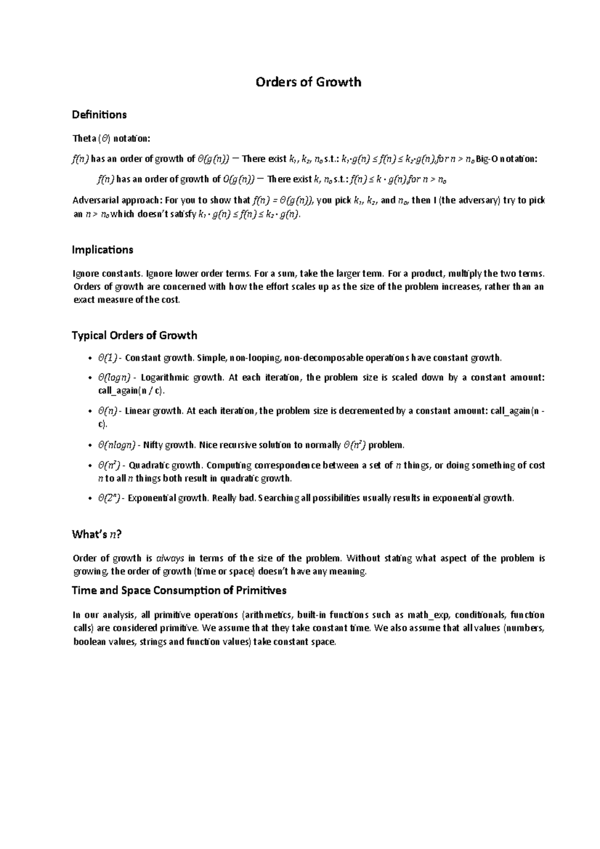 Studio-S3 - object orientation programming - Orders of Growth ...