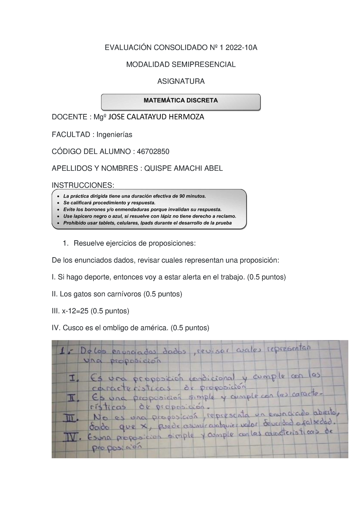 Evaluación Consolidado - EVALUACIÓN CONSOLIDADO Nº 1 2022-10A MODALIDAD ...