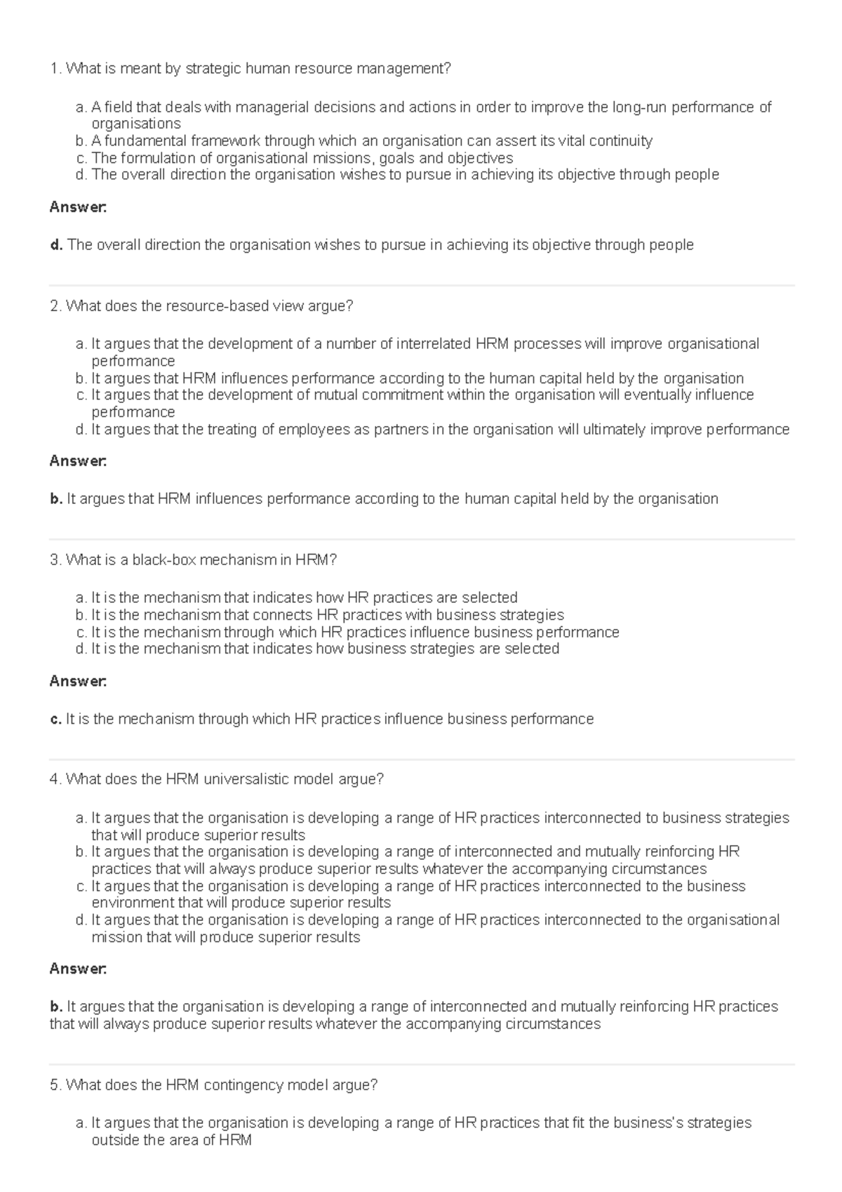 Multiple Choice Quiz Online Resources What is meant by strategic
