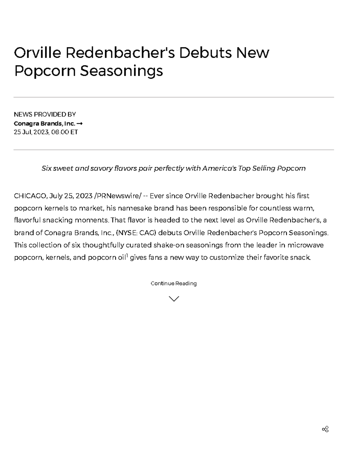 Orville Redenbacher's Debuts New Popcorn Seasonings - Orville ...