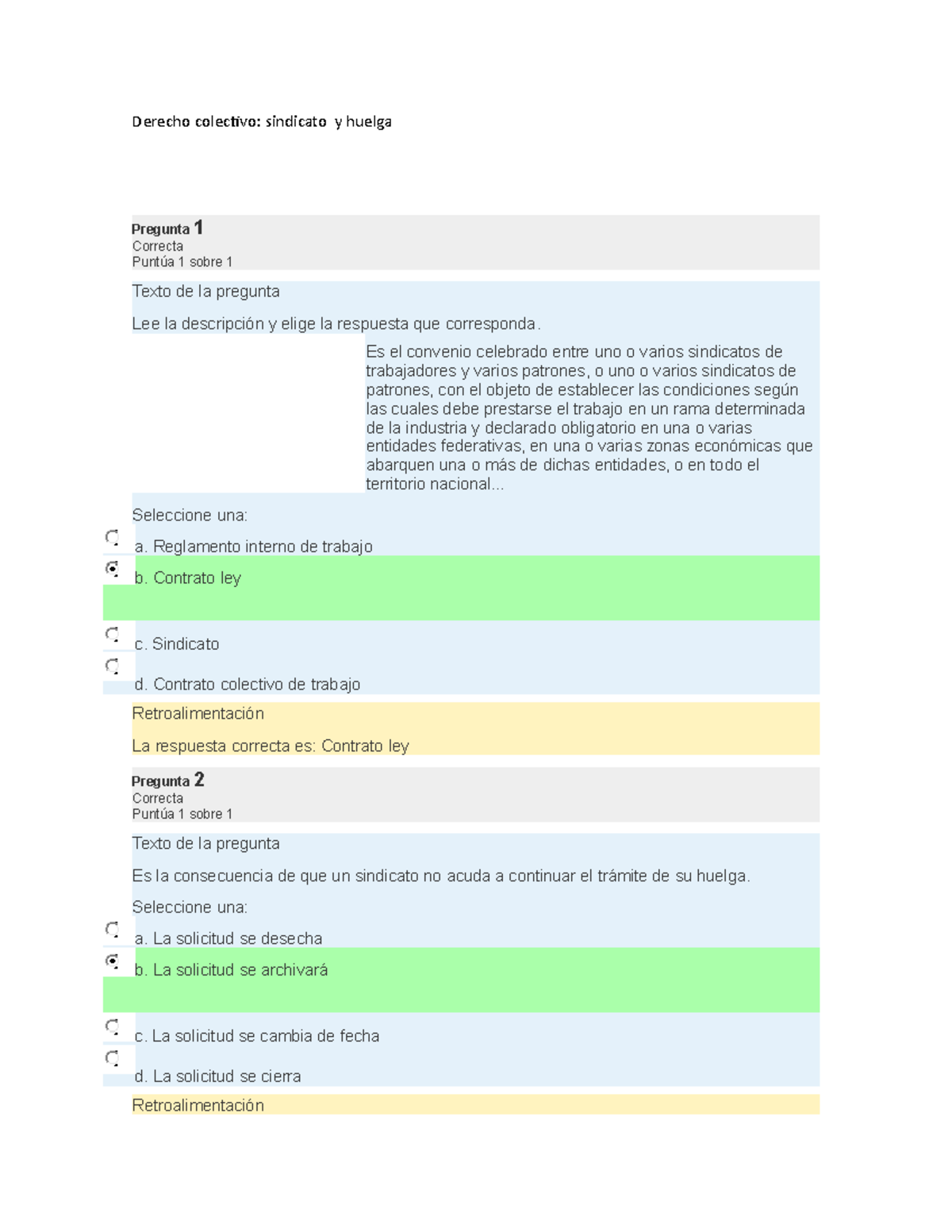 Derecho Colectivo - Examen - Derecho Colectivo: Sindicato Y Huelga ...