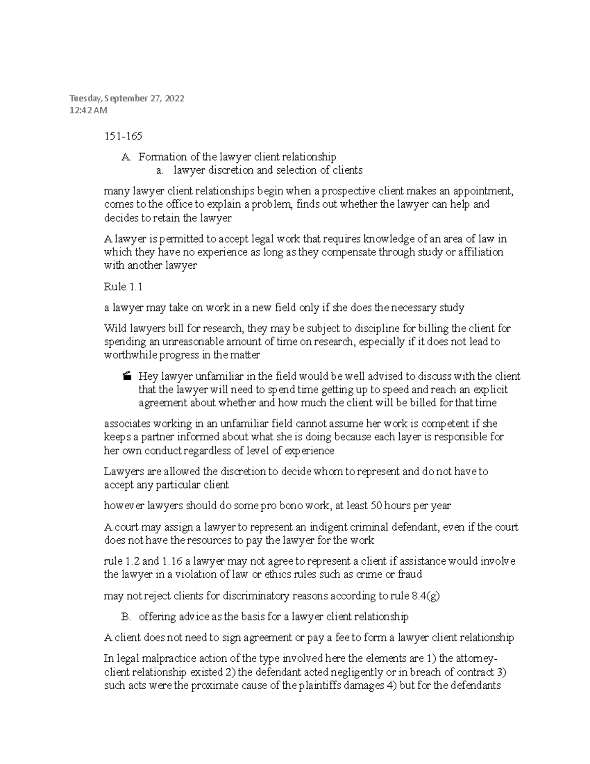 Formation of lawyer client relationship Tuesday, September 27, 2022