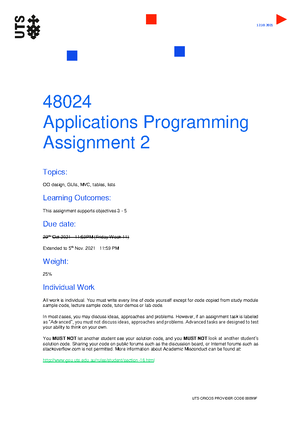 subject outline applications programming - 048024 - Studocu