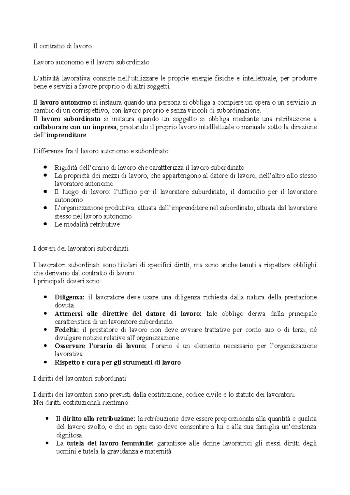 I contratti - Il contratto di lavoro Lavoro autonomo e il lavoro ...