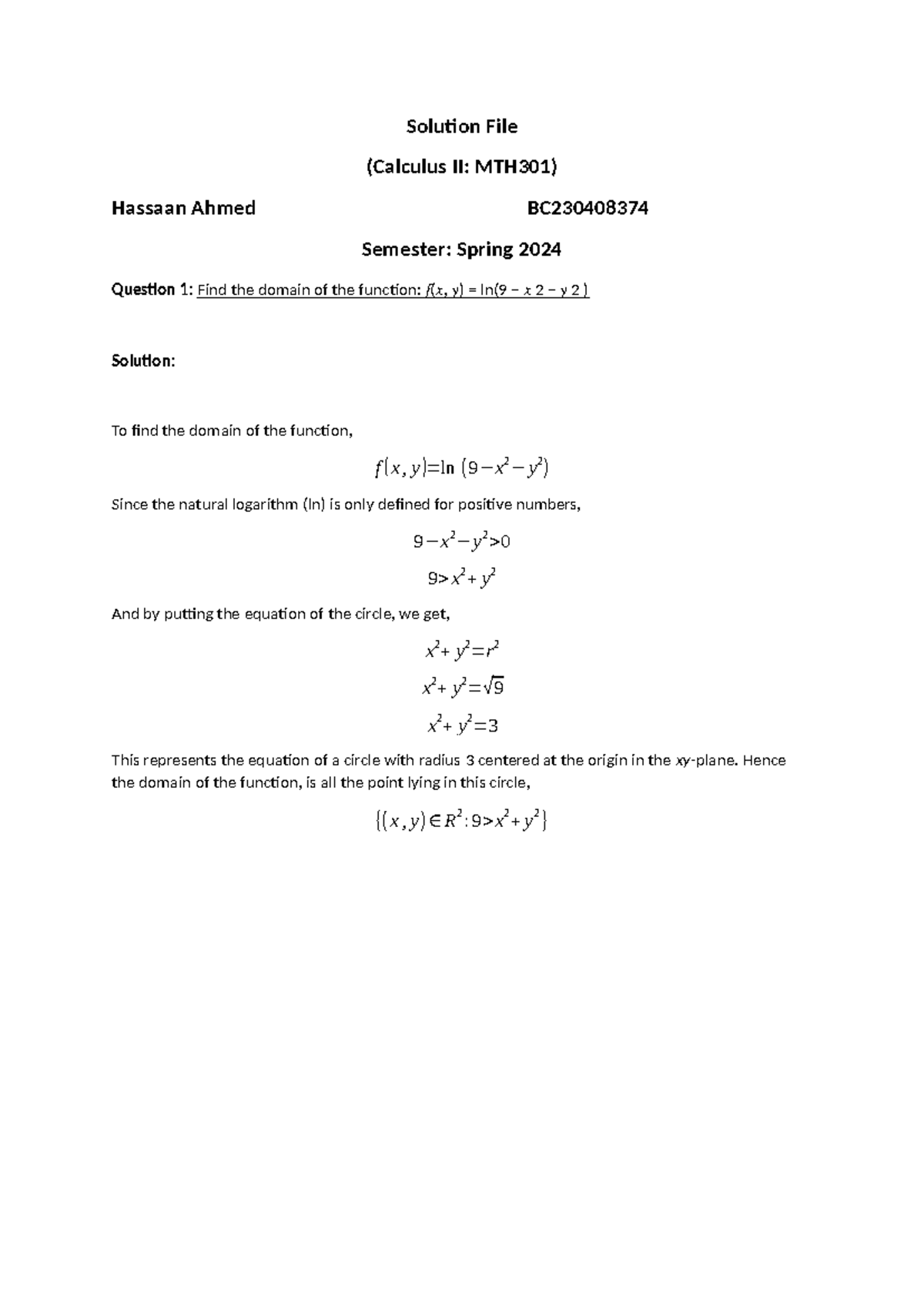 mth301 assignment 1 solution file 2022