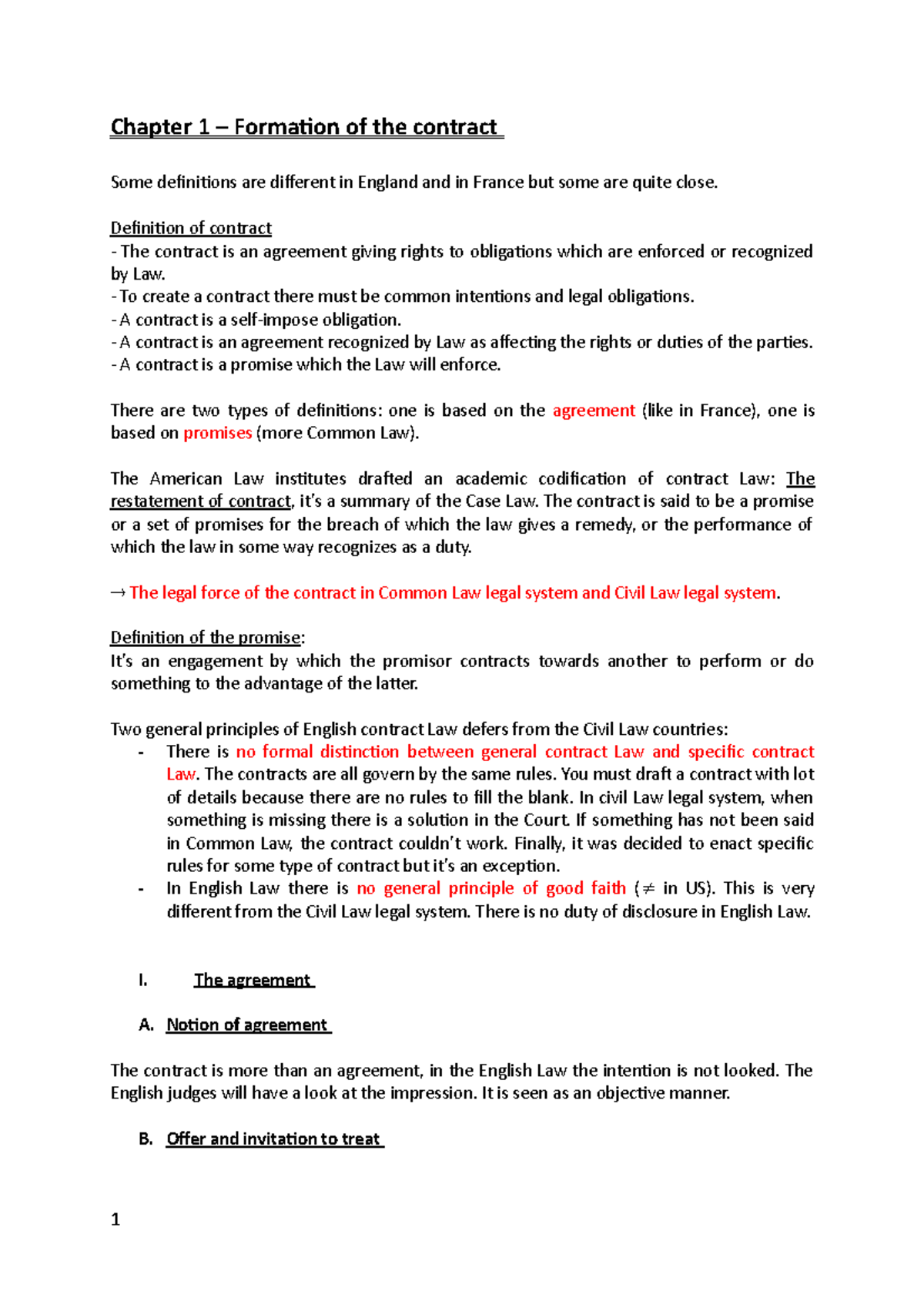Chapter 1 Formation Of The Contract Chapter 1 Formation Of The Chapter 1 Formation Of The Contract Chapter 1 Formation Of The