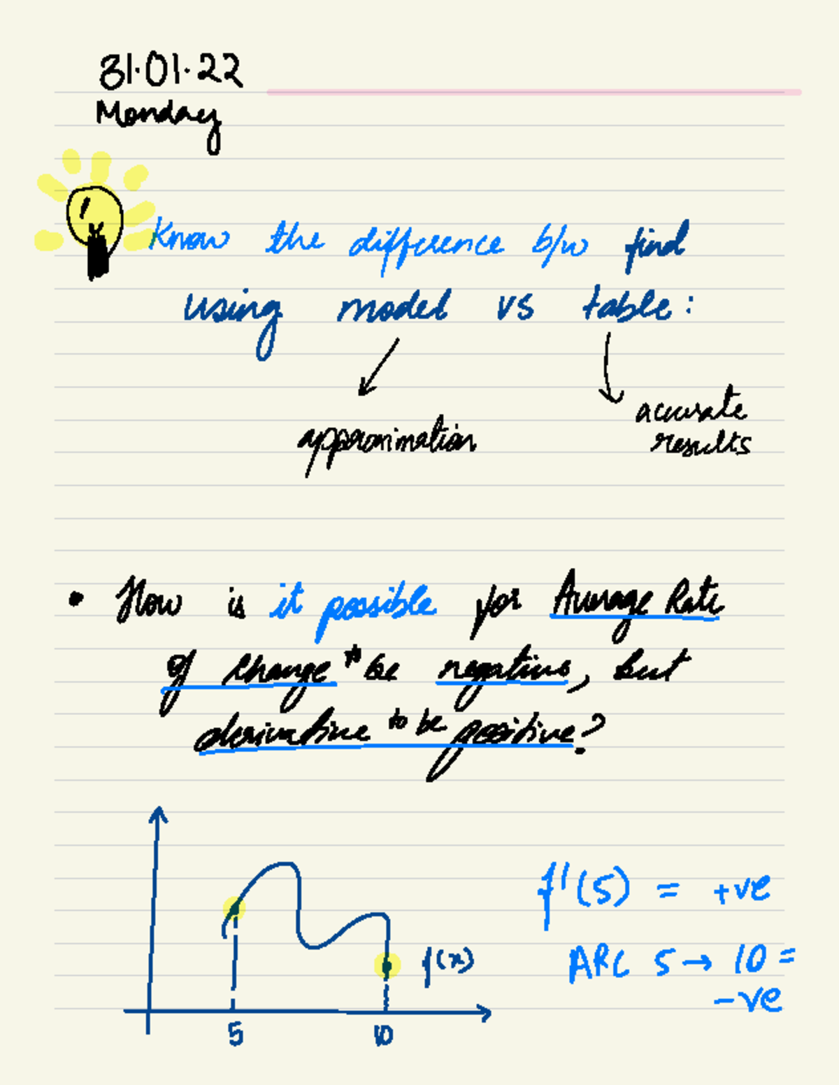 A student's 31st January Class Notes - Monday ④q Know the difference b ...