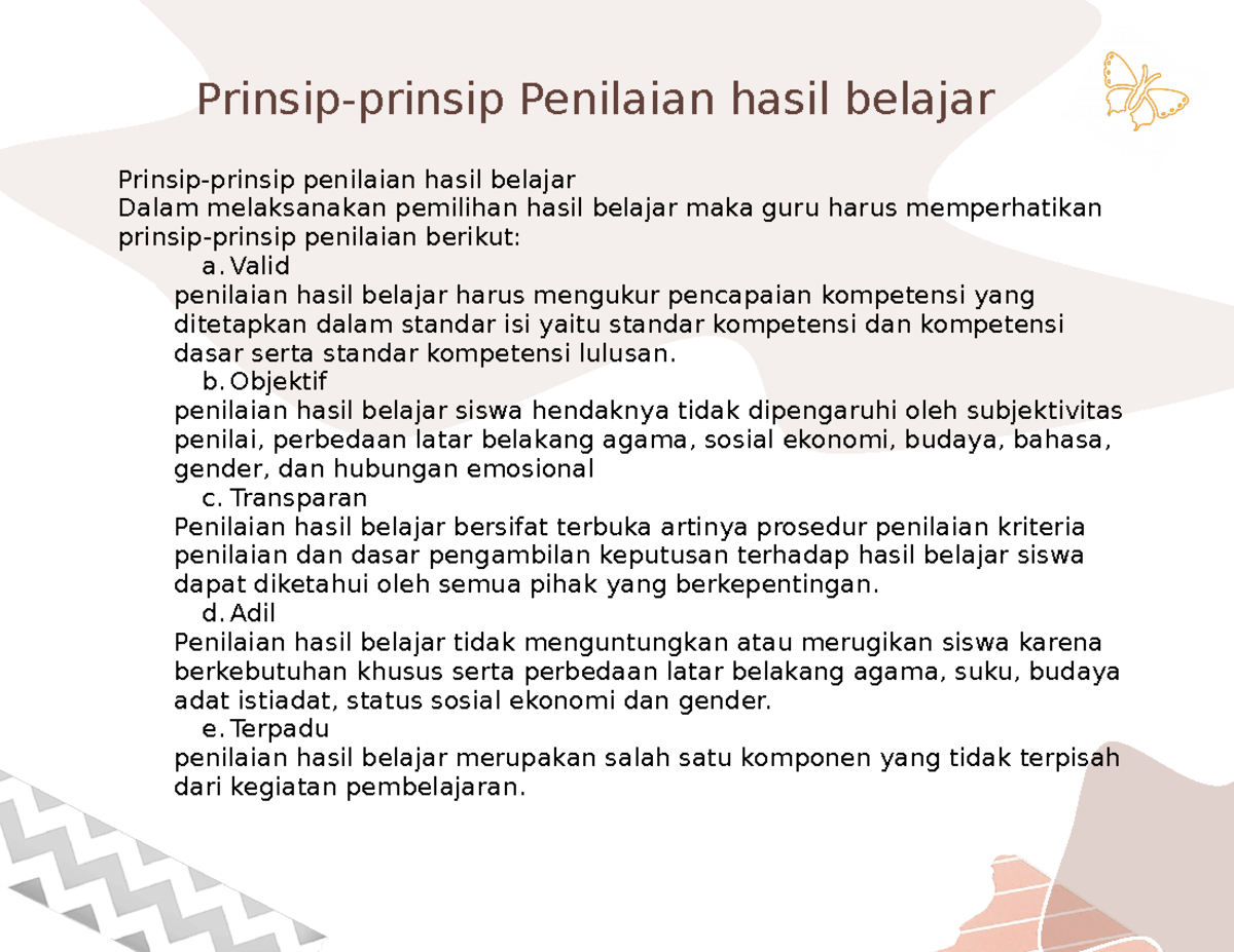 Prinsip-prinsip Penilaian Hasil Belajar - Prinsip-prinsip Penilaian ...