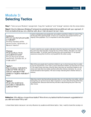Module+2+Advocacy+Strategies - Advocacy 1 Identify one audience whom ...