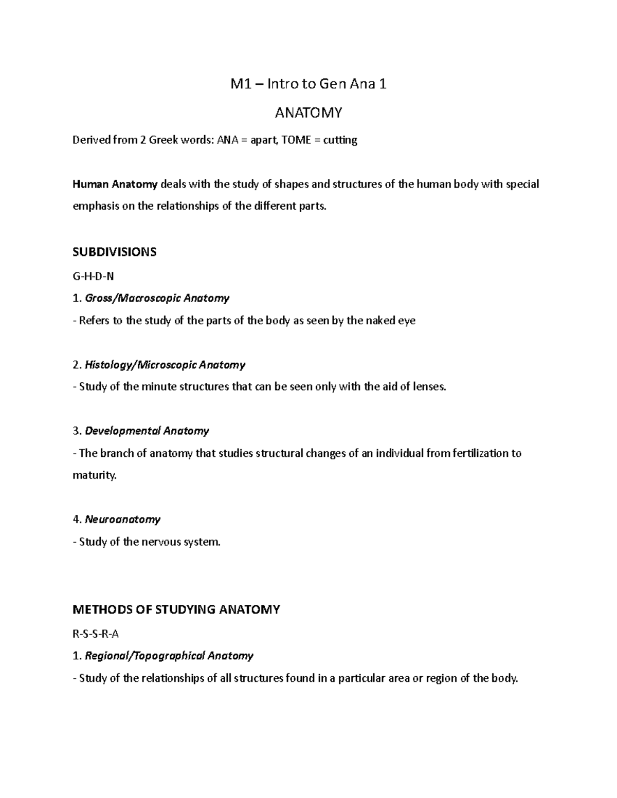 Introduction to Gross Anatomy and The Integumentary System - M1 – Intro ...