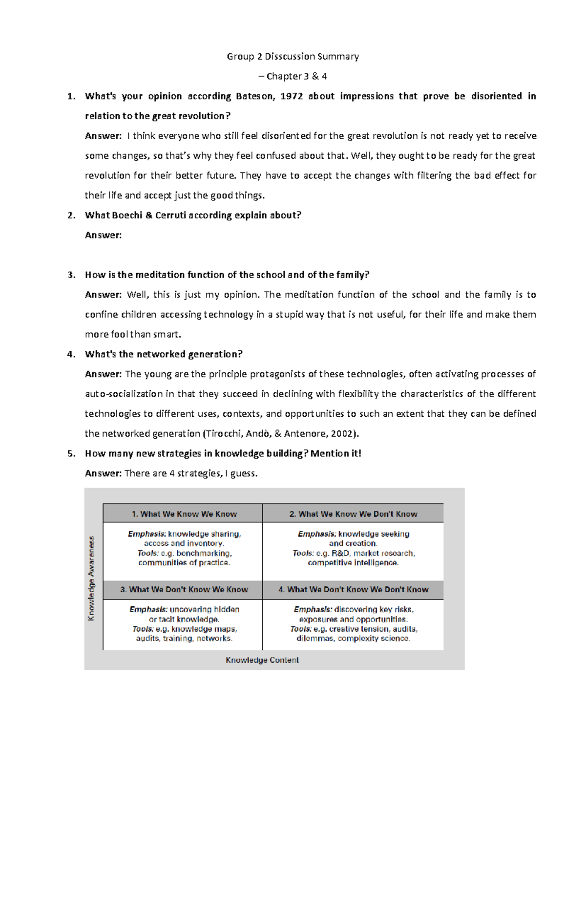 Group Discussion Summary - Chapter 3 4 - Group 2 Disscussion Summary ...