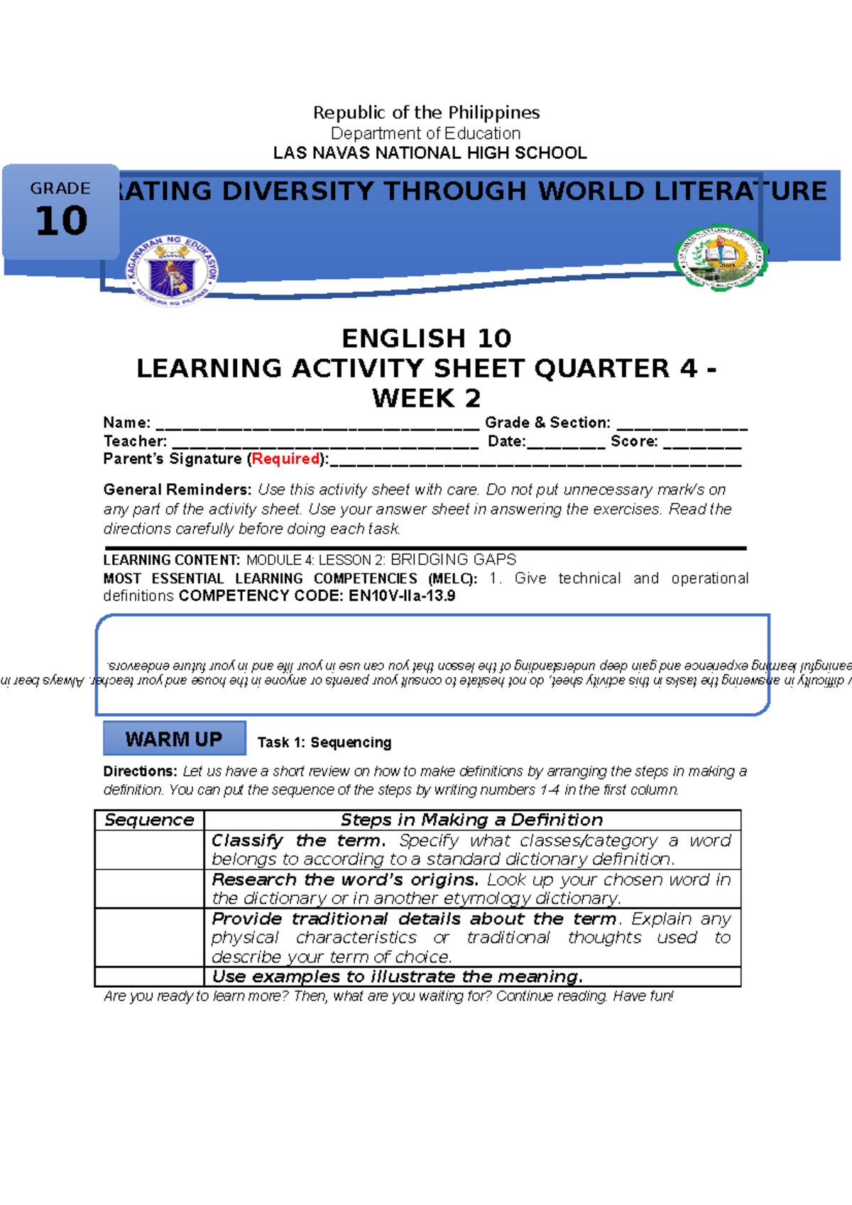 Q4 W2 - Modules for Modular Instruction in English 10 - bear in ...