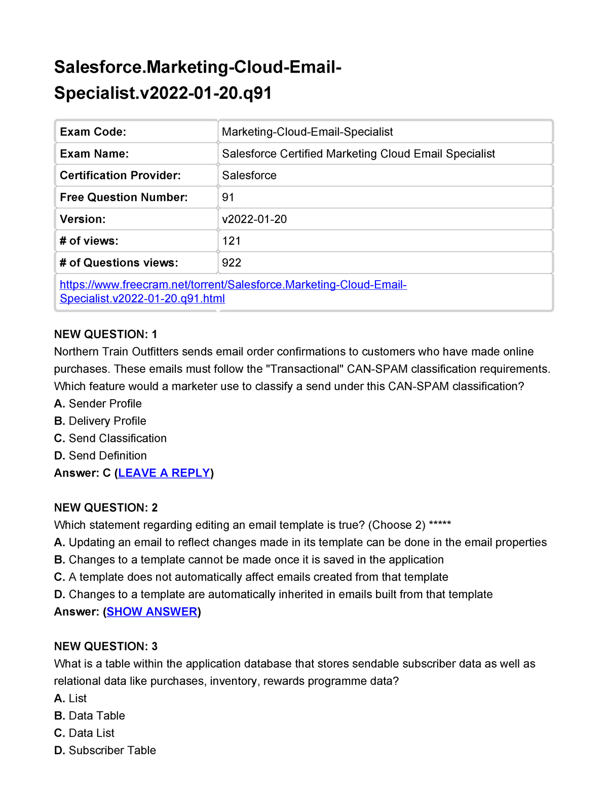 Marketing-Cloud-Email-Specialist Exam Papers