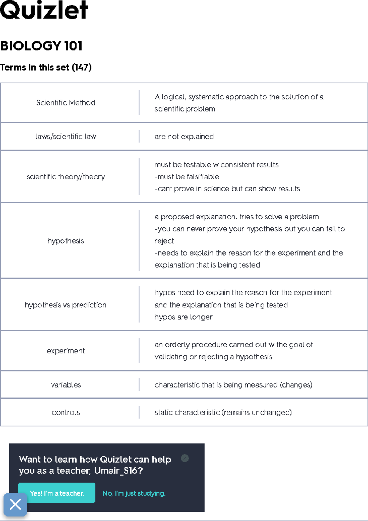 Biology 101 Flashcards Quizlet - BIOLOGY 101 Terms In This Set (147 ...