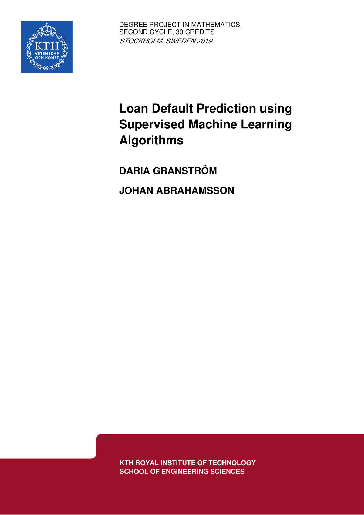 Loan Default Prediction Using Supervised Machine Learning Algorithms ...