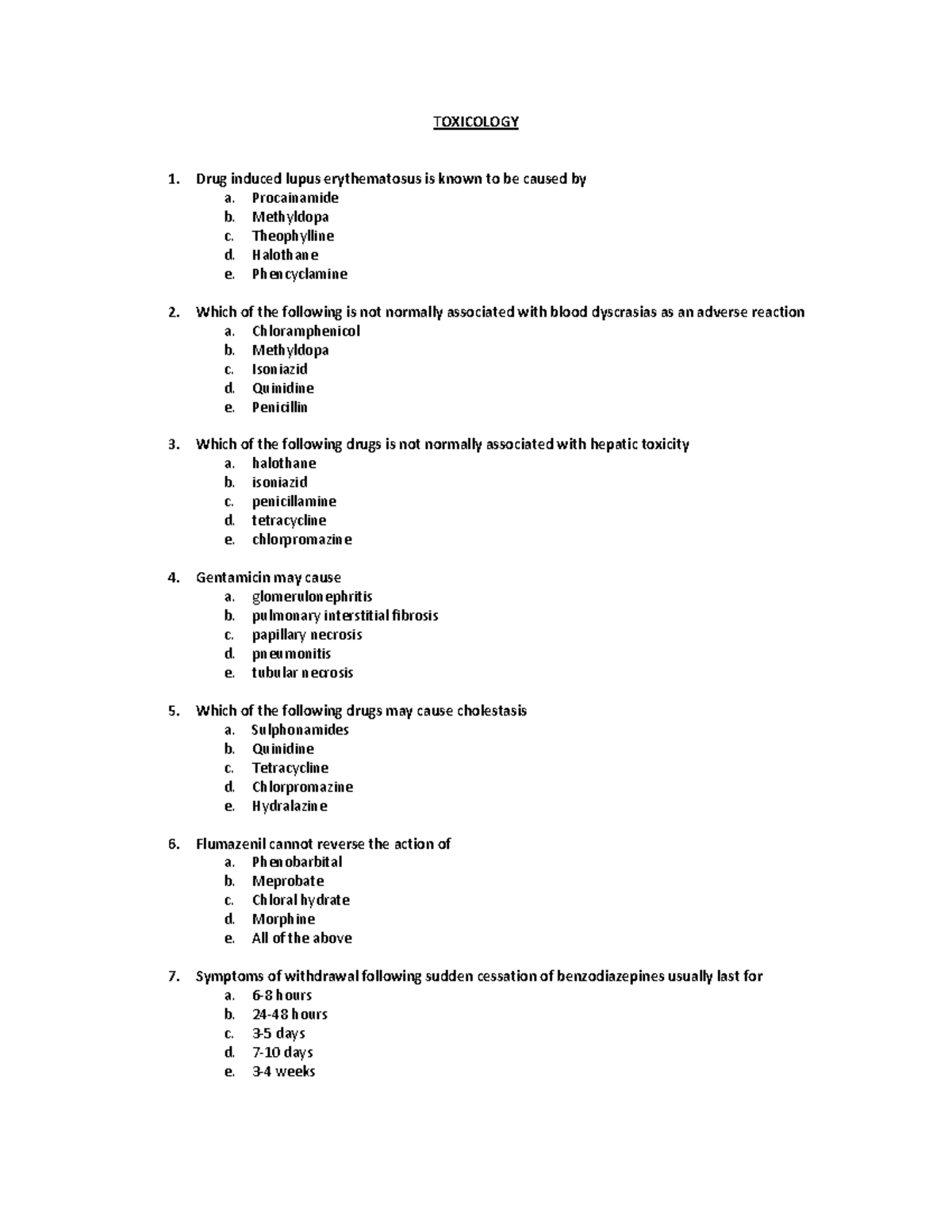 Toxicology - A guide to all students with ans - TOXICOLOGY 1. Drug ...