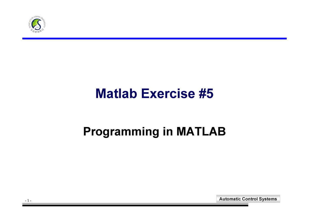 Matlab Exercise 5(Programming In Matlab) - Matlab Exercise Programming ...