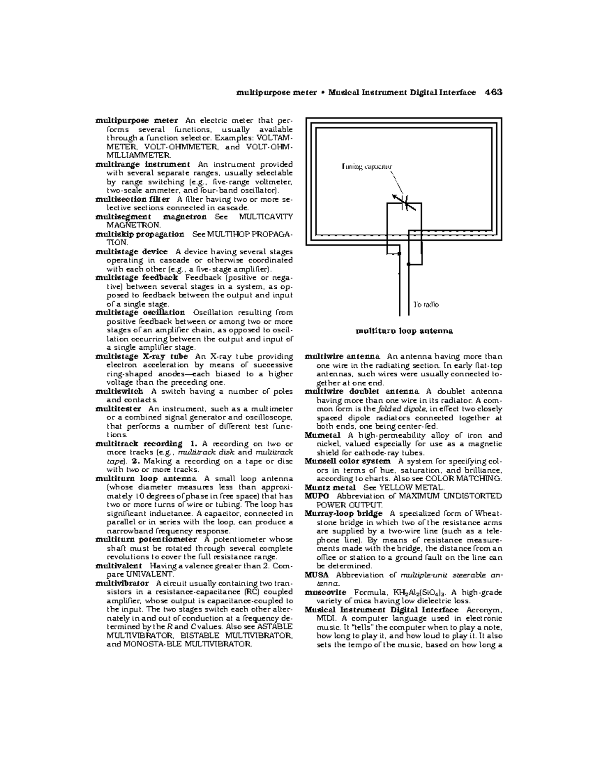 Dictionary of Electronics160 multiwire antenna An antenna having