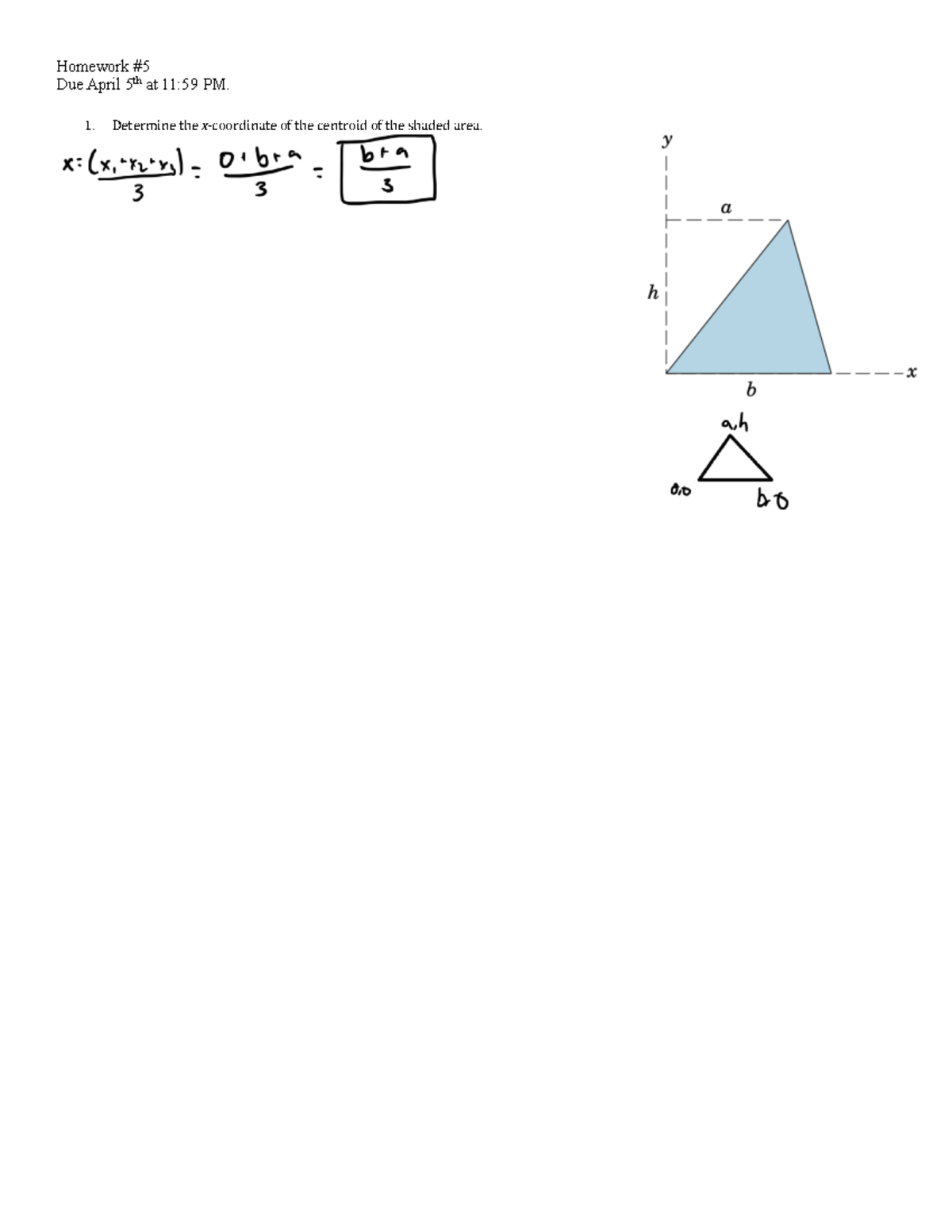 Homework+5 - PHYS 4413 - Due April 5th at 11:59 PM. 1. Determine the x ...