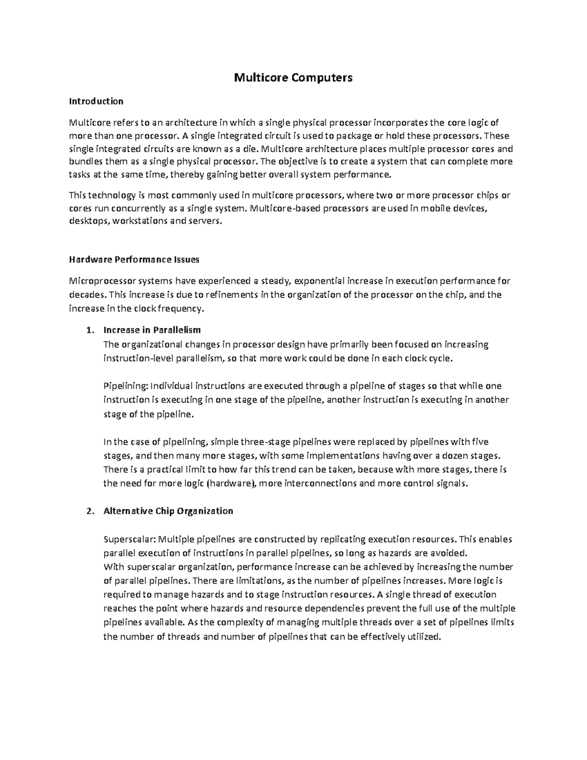 CA- Chapter 10 Multicore Computers - Multicore Computers Introduction ...